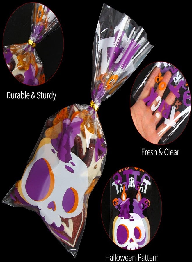 DIYASY 180 Pack Halloween Cellophane Treat Bags, Plastic Goodie Candy Bag for Kids Clear Goody Snack Bags Bulk Party Favors with 210 Twist Ties - Image 3